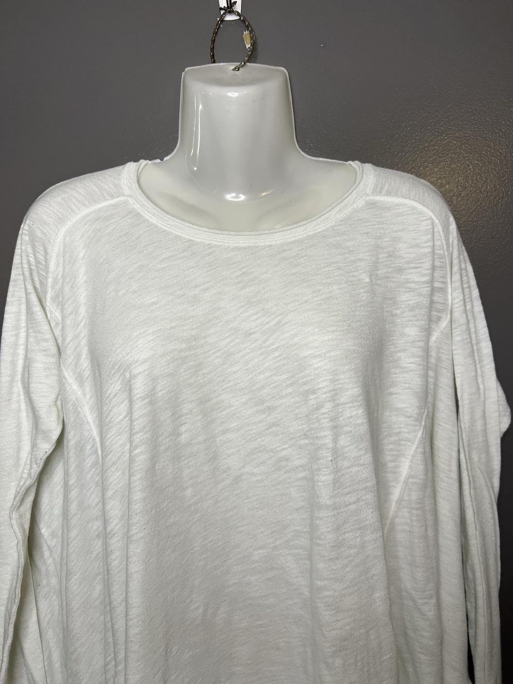 We The Free Shirt Womens Small White Slub Scoop Neck Long Sleeve Tunic Top